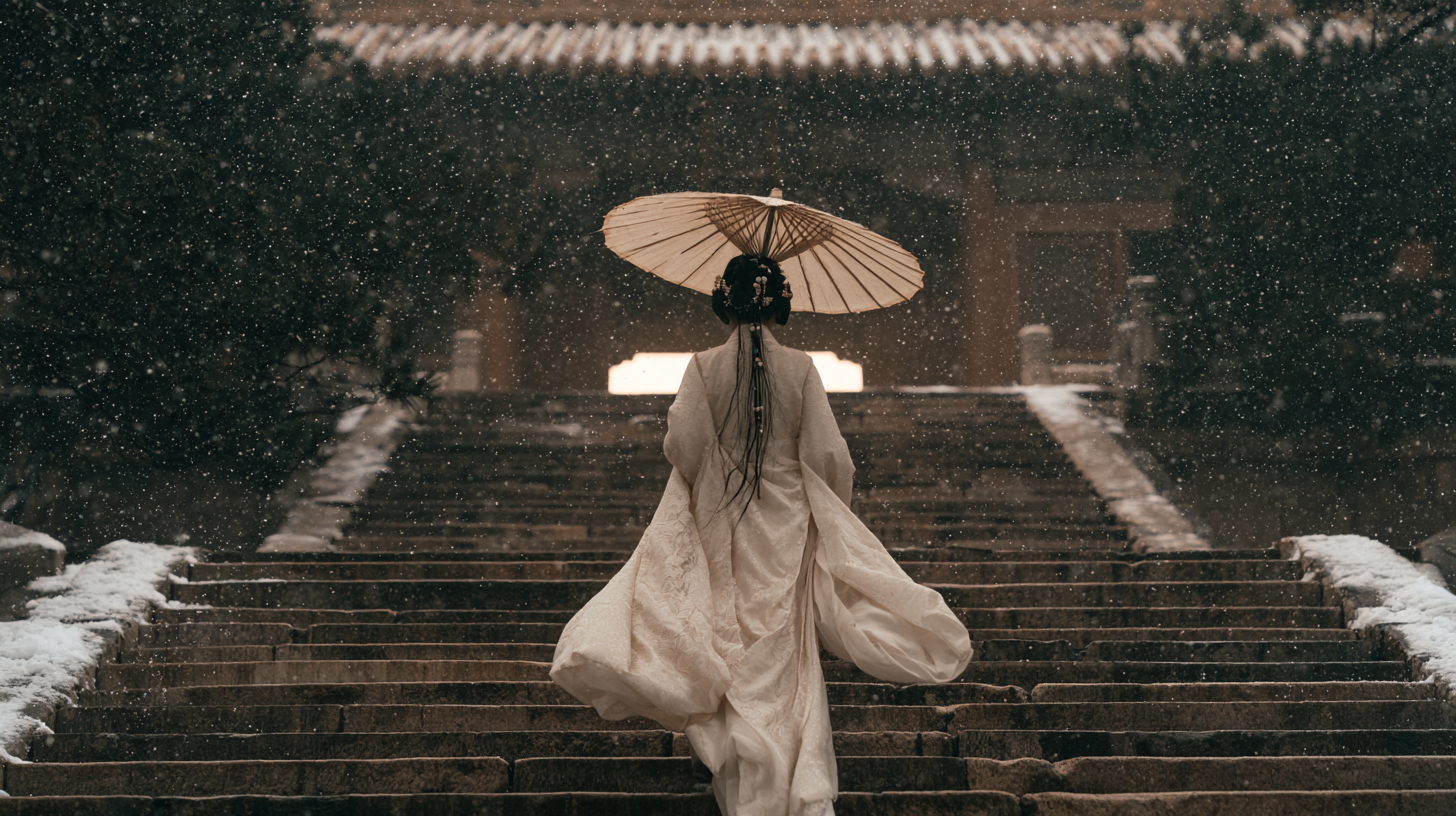 冬季中国古代宫殿大门
